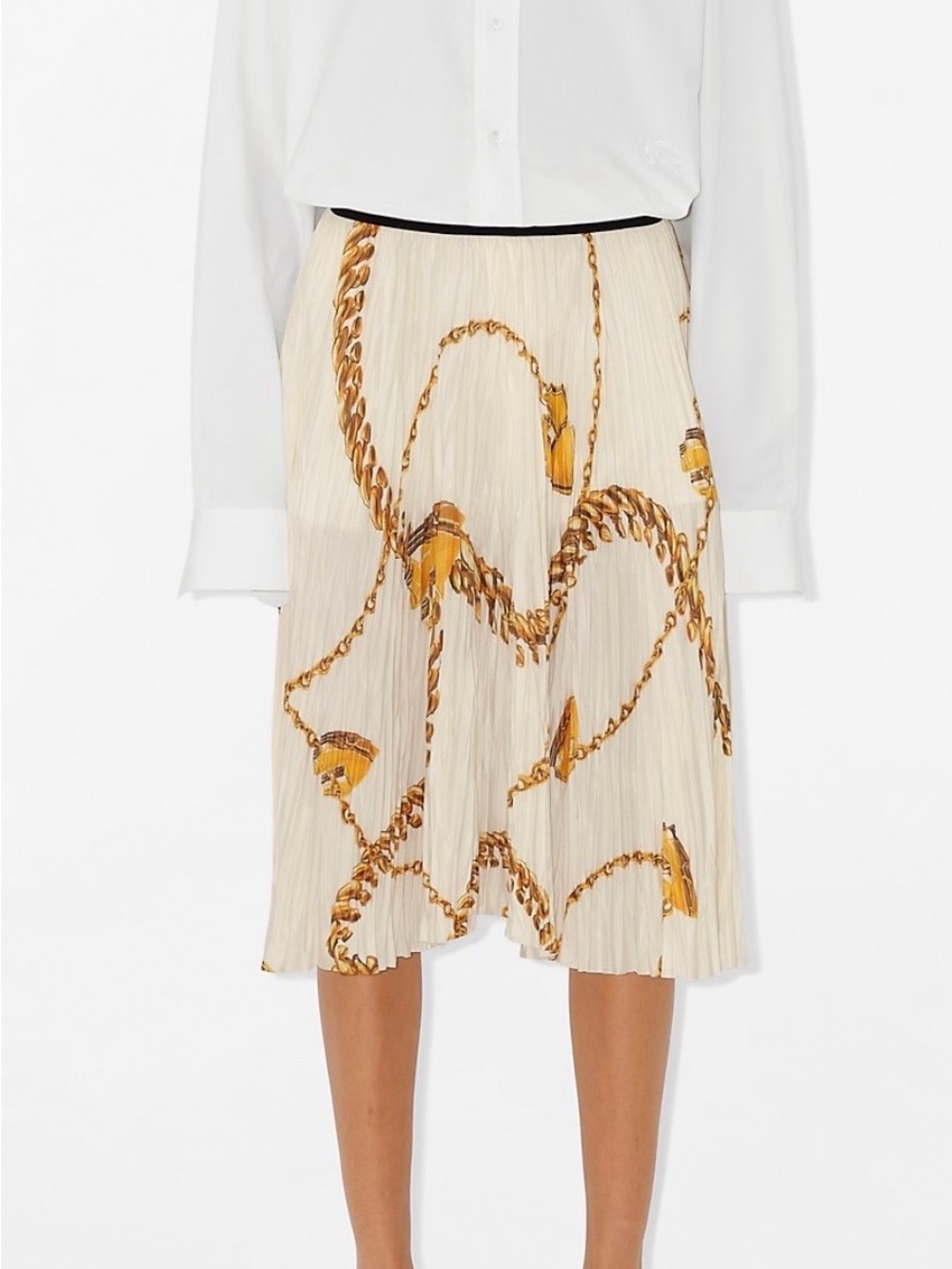 Burberry Cream Chain-Print Jersey Skirt